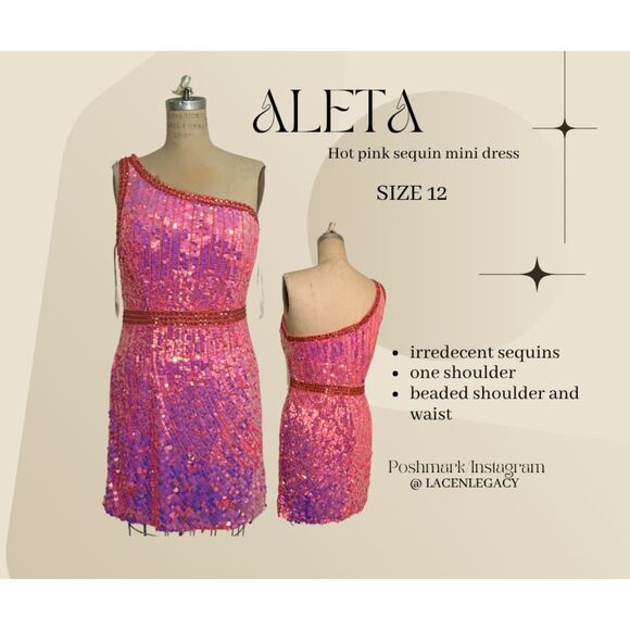 Aleta Hot Pink Iridescent mini dress - Picture 1 of 6